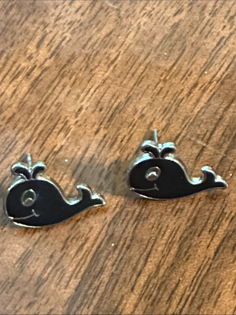 Black Enamel Painted Whale Kids or Women’s Stud Earrings‎